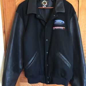 Black Leather & Wool Letterman Jacket